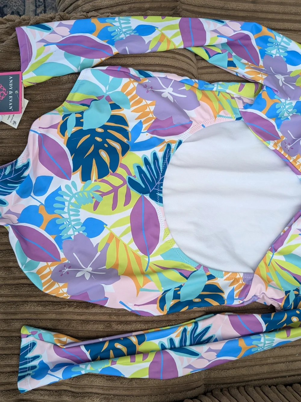 Andy & Evan Multicolor Tropical Long-Sleeve One-Piece Swimsuit
